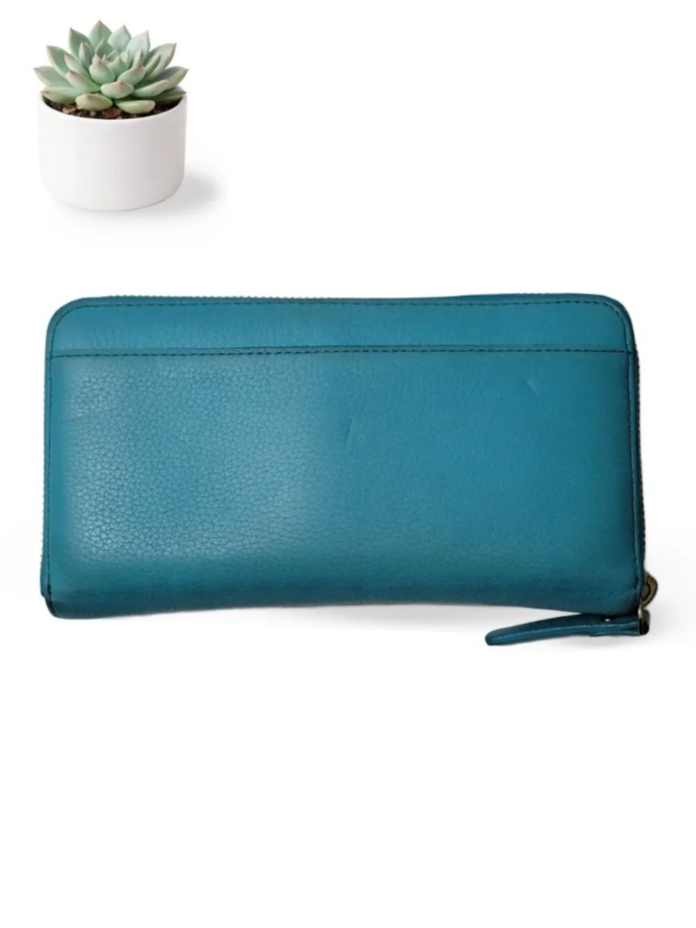 Kate Spade Grand Street Lacey Teal Zip Around Wallet Pebbled Leather Y2K - Picture 2 of 9